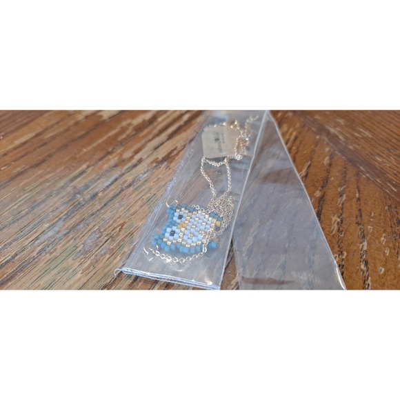 Beaded owl gold plated necklace Natural Life NEW TAG blue gift - Picture 2 of 5